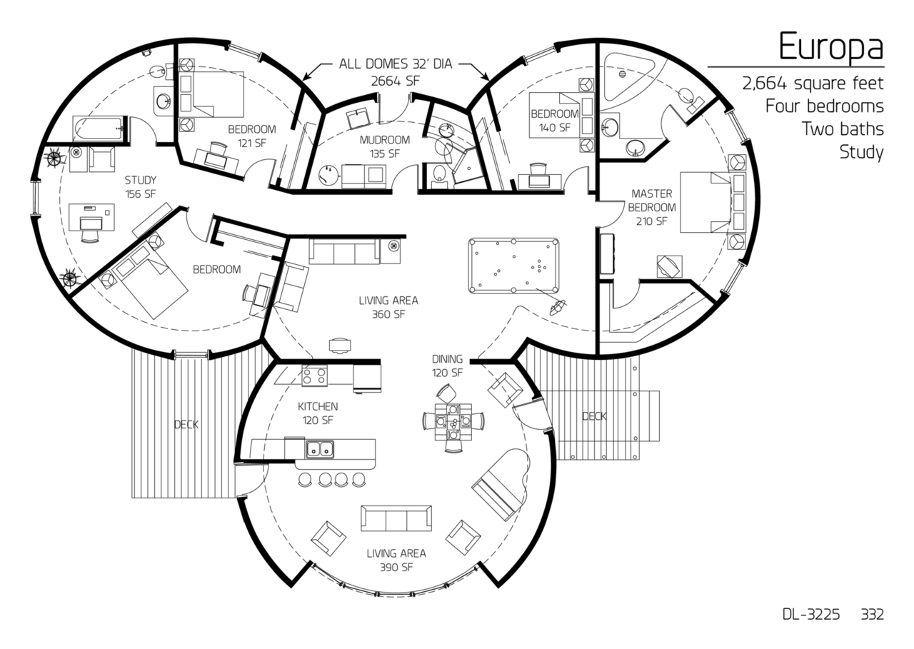 Floor Plan DL 3225 Monolithic Dome Institute