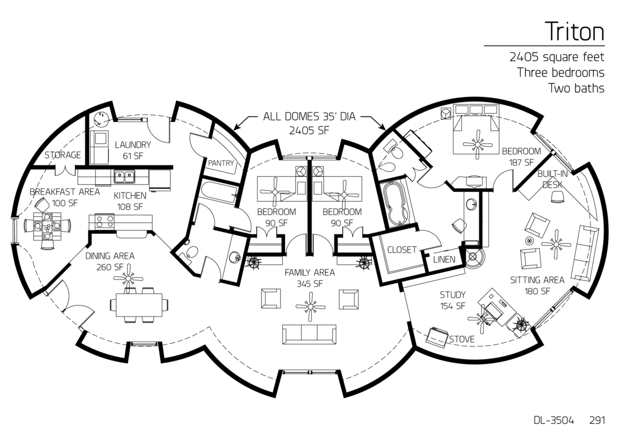 Floor Plan DL 3504 Monolithic Dome Institute
