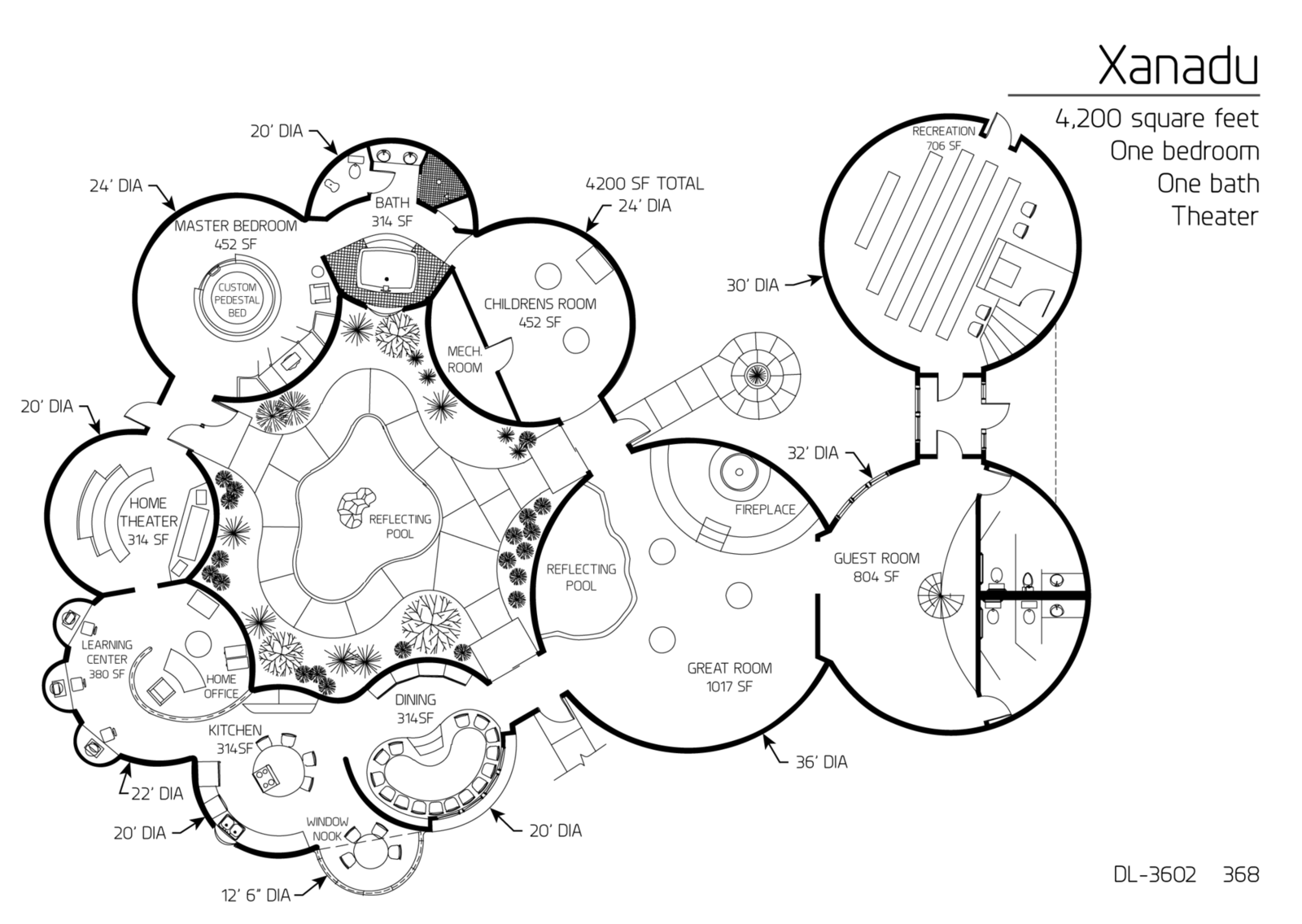 Floor Plan DL3602 Monolithic Dome Institute