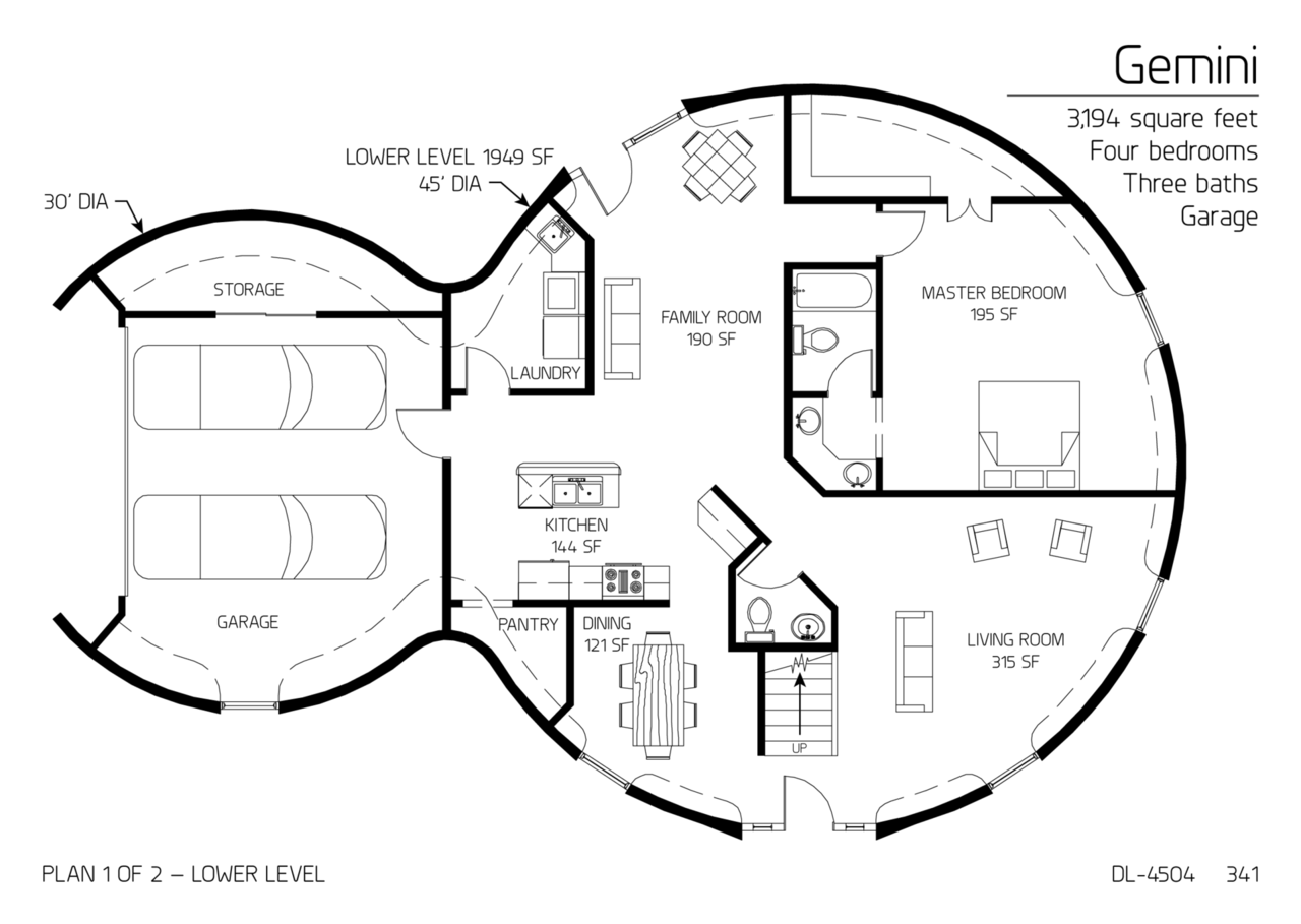 Floor Plan  DL 4504 Monolithic Dome Institute