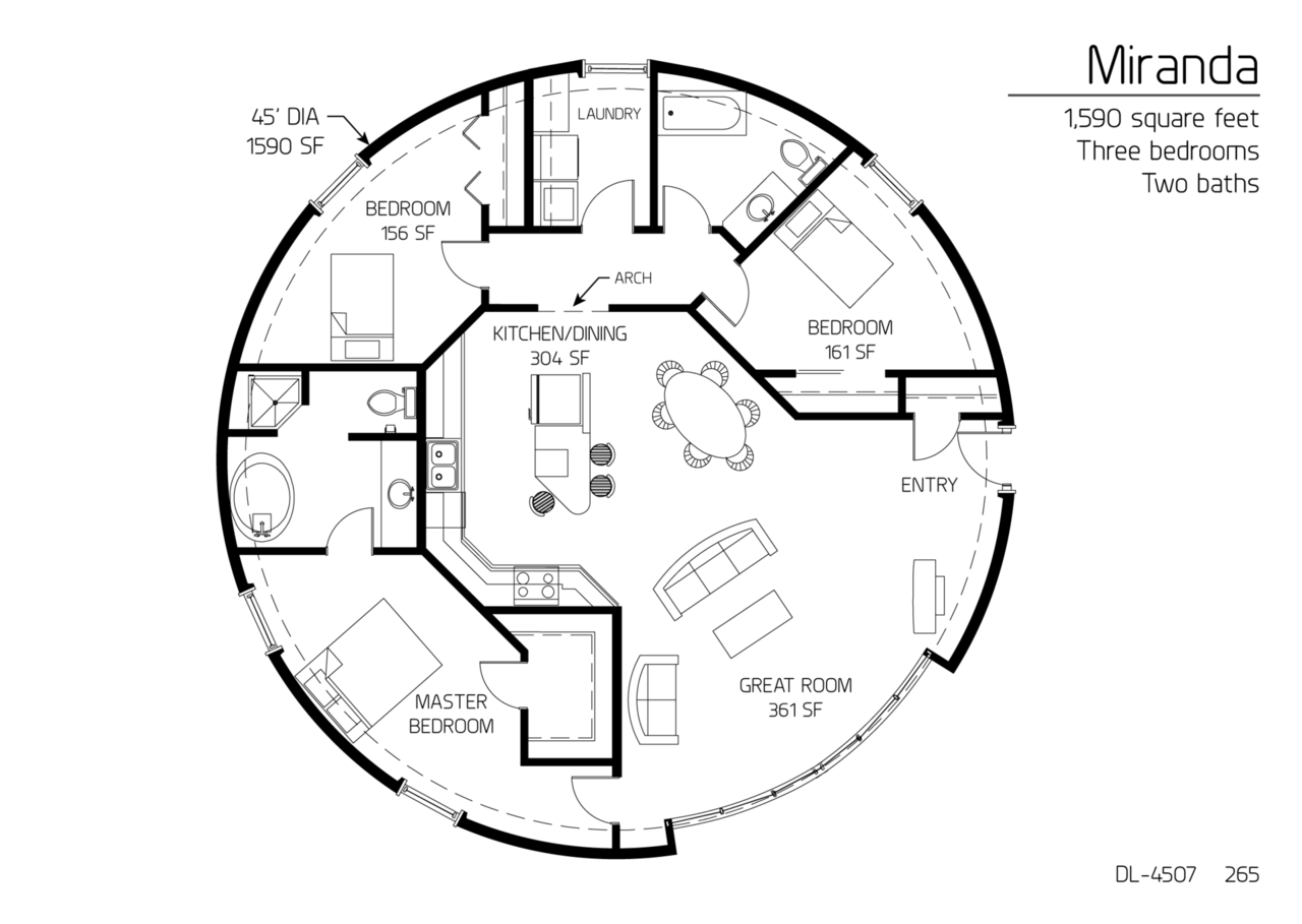 Floor Plan DL4507 Monolithic Dome Institute