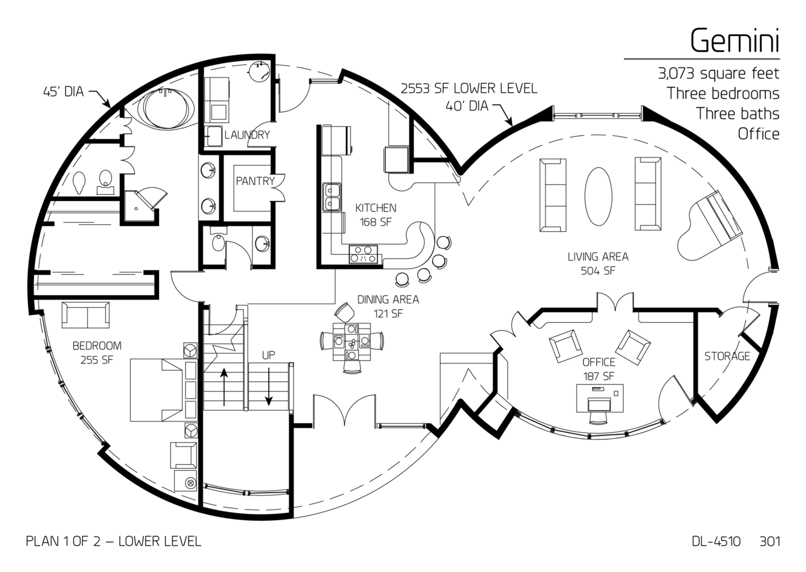 Floor Plan DL 4510 Monolithic Dome Institute