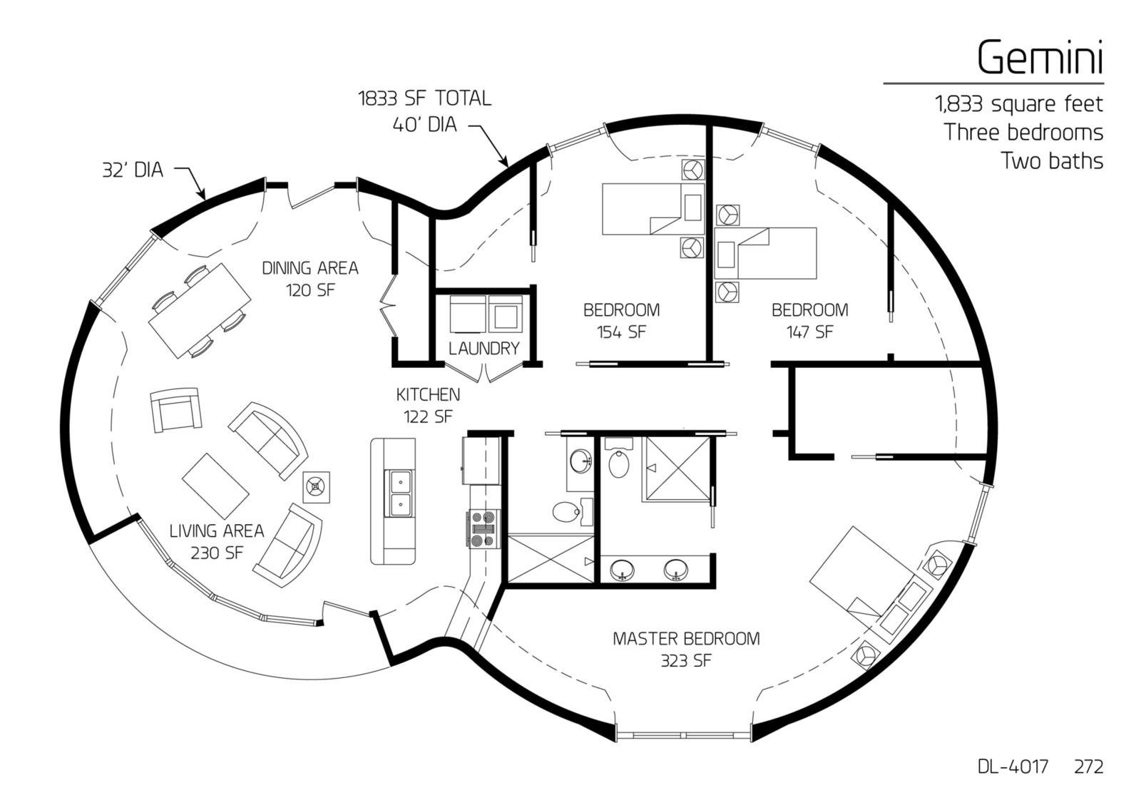Floor Plan DL 4017 Monolithic Dome Institute
