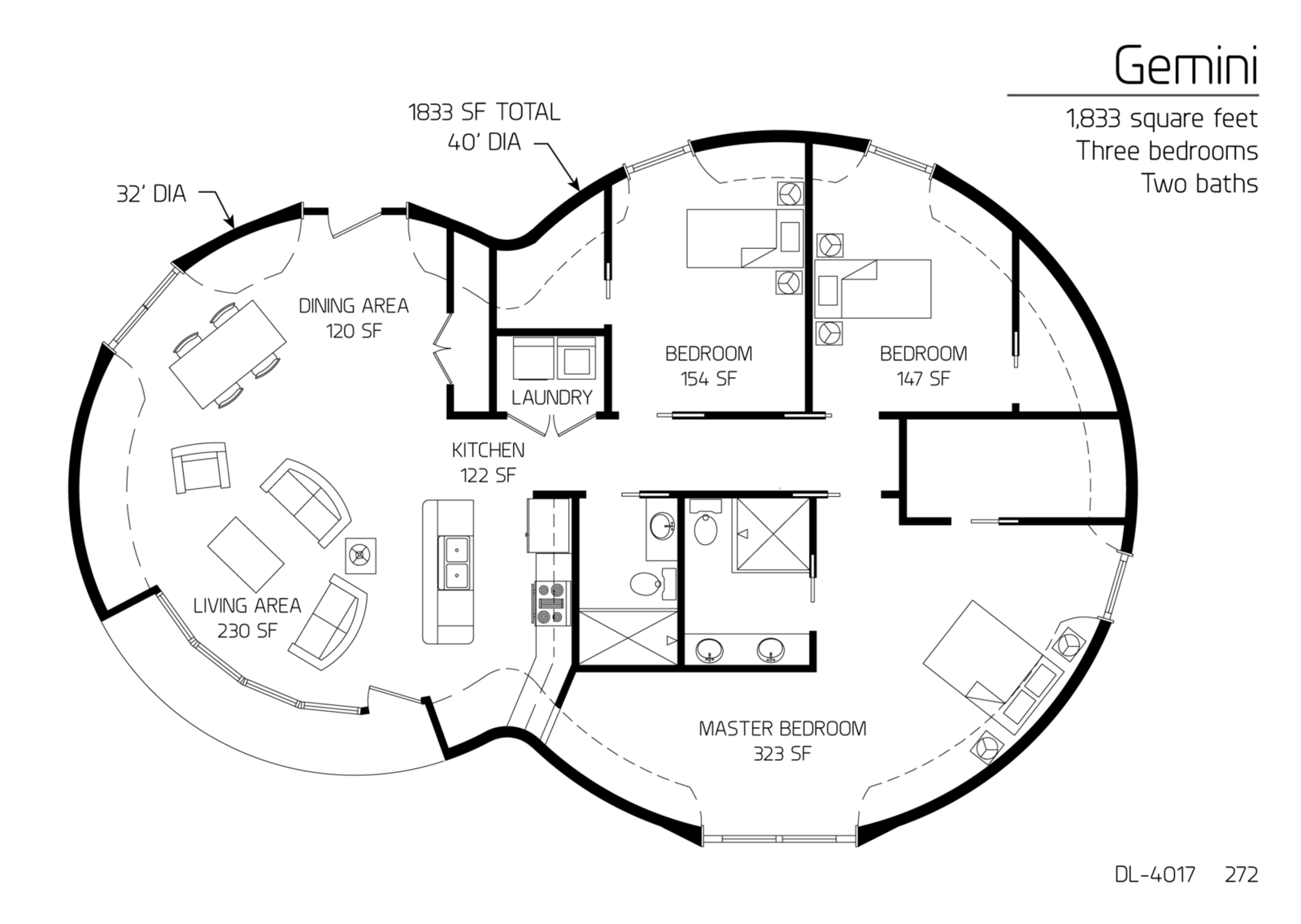  Floor  Plan  DL 4017 Monolithic Dome Institute