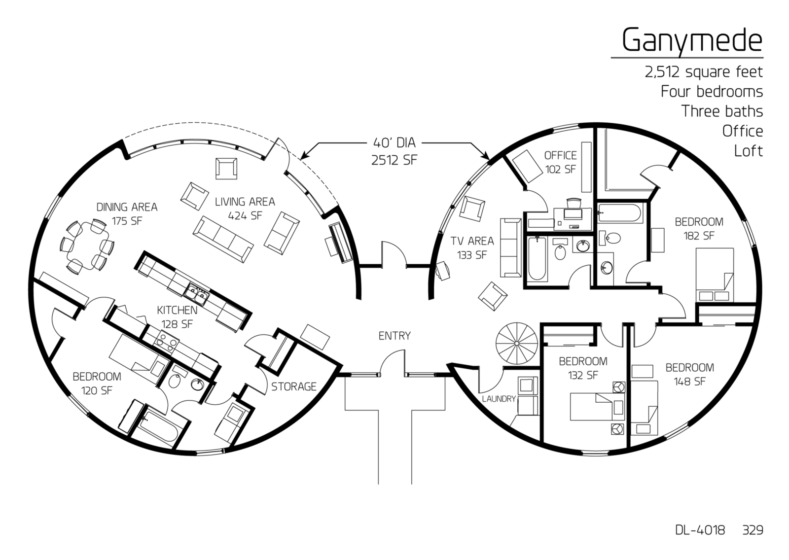 Floor Plan DL 4018 Monolithic Dome Institute