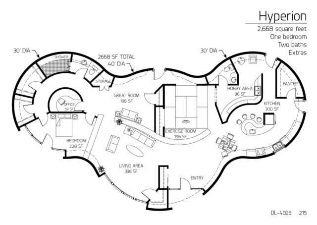 Floor Plans 1 Bedroom Monolithic Dome Insute Floor Plan Dl 4025