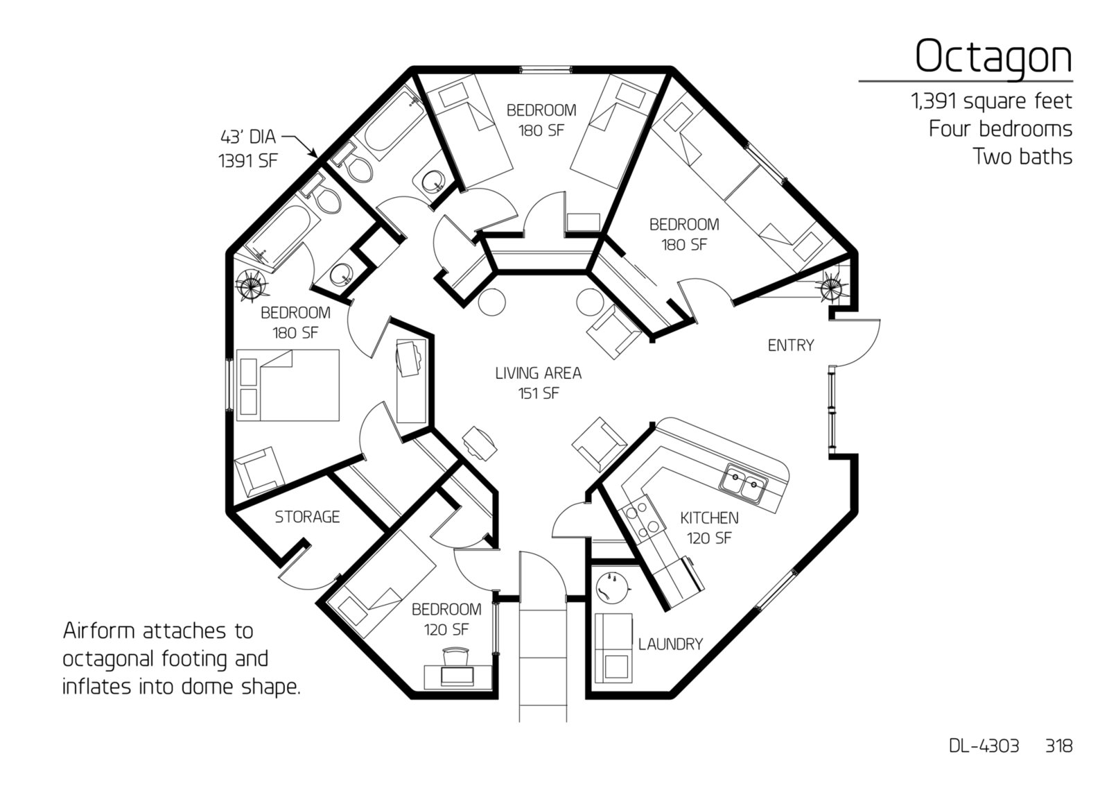 Floor Plan DL 4303 Monolithic Dome Institute