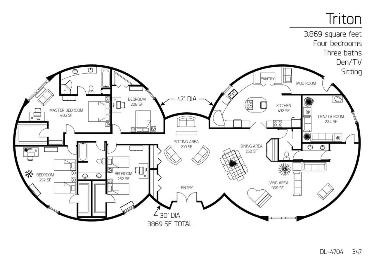 Floor Plan DL 4704 Monolithic Dome Institute