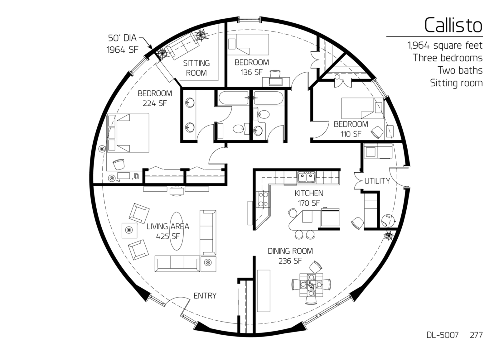 Floor Plan DL 5007 Monolithic Dome Institute