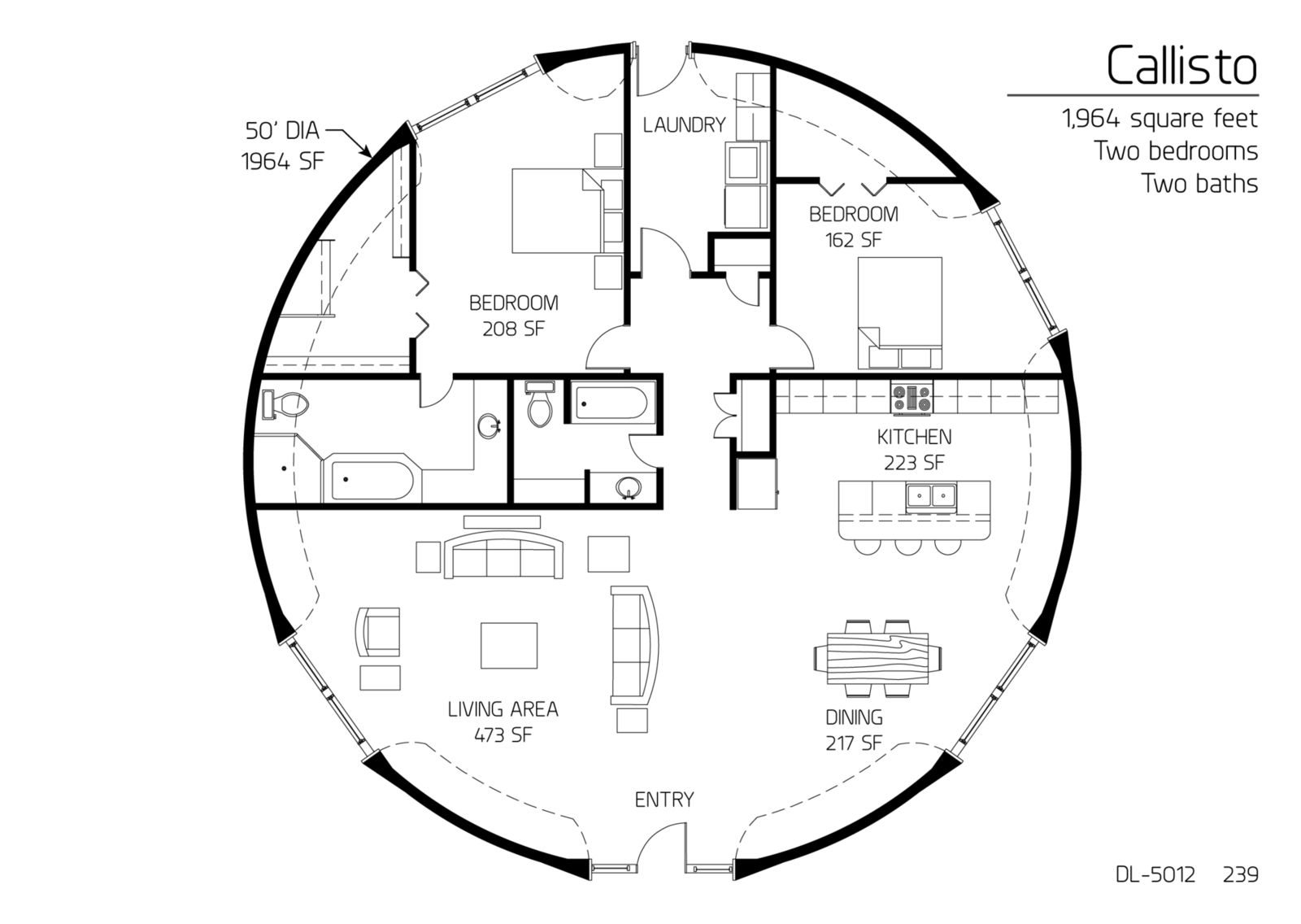 Floor Plan DL 5012 Monolithic Dome Institute