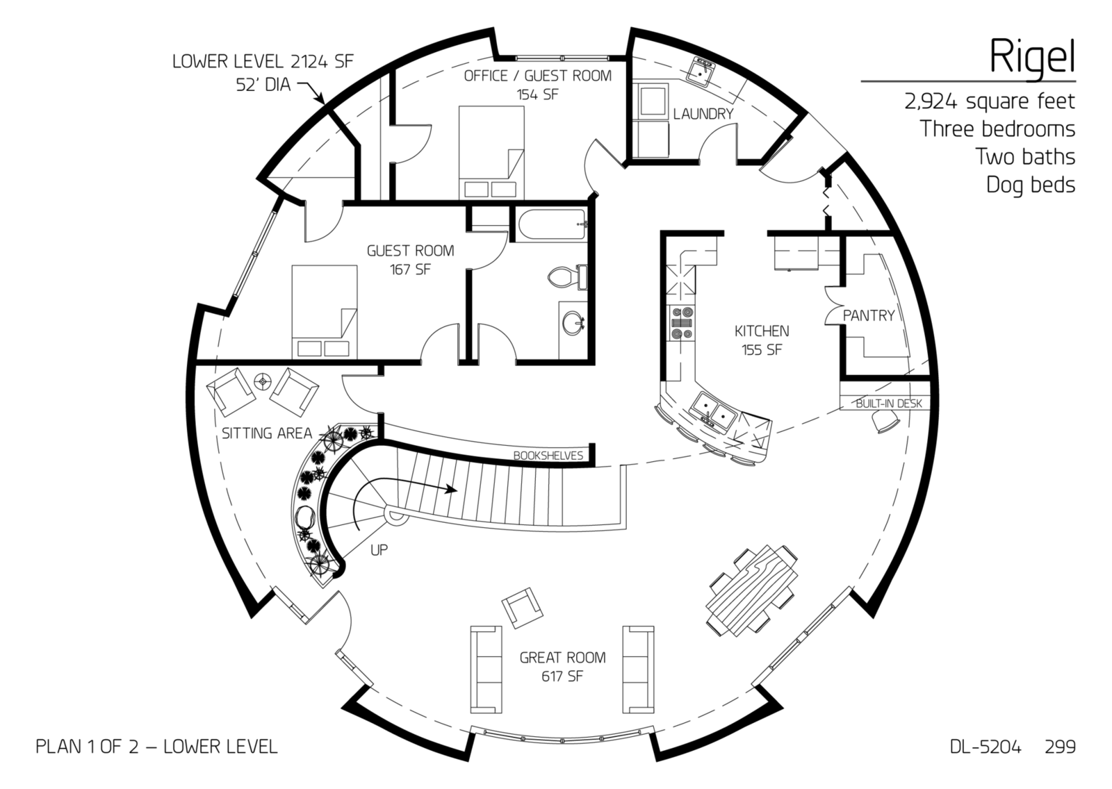 Floor Plan DL5204 Monolithic Dome Institute