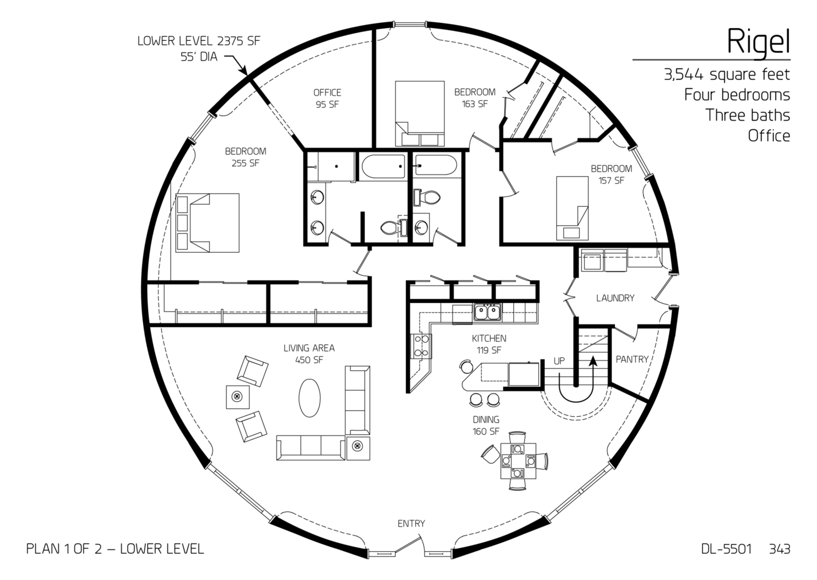 Floor Plan DL 5501 Monolithic Dome Institute