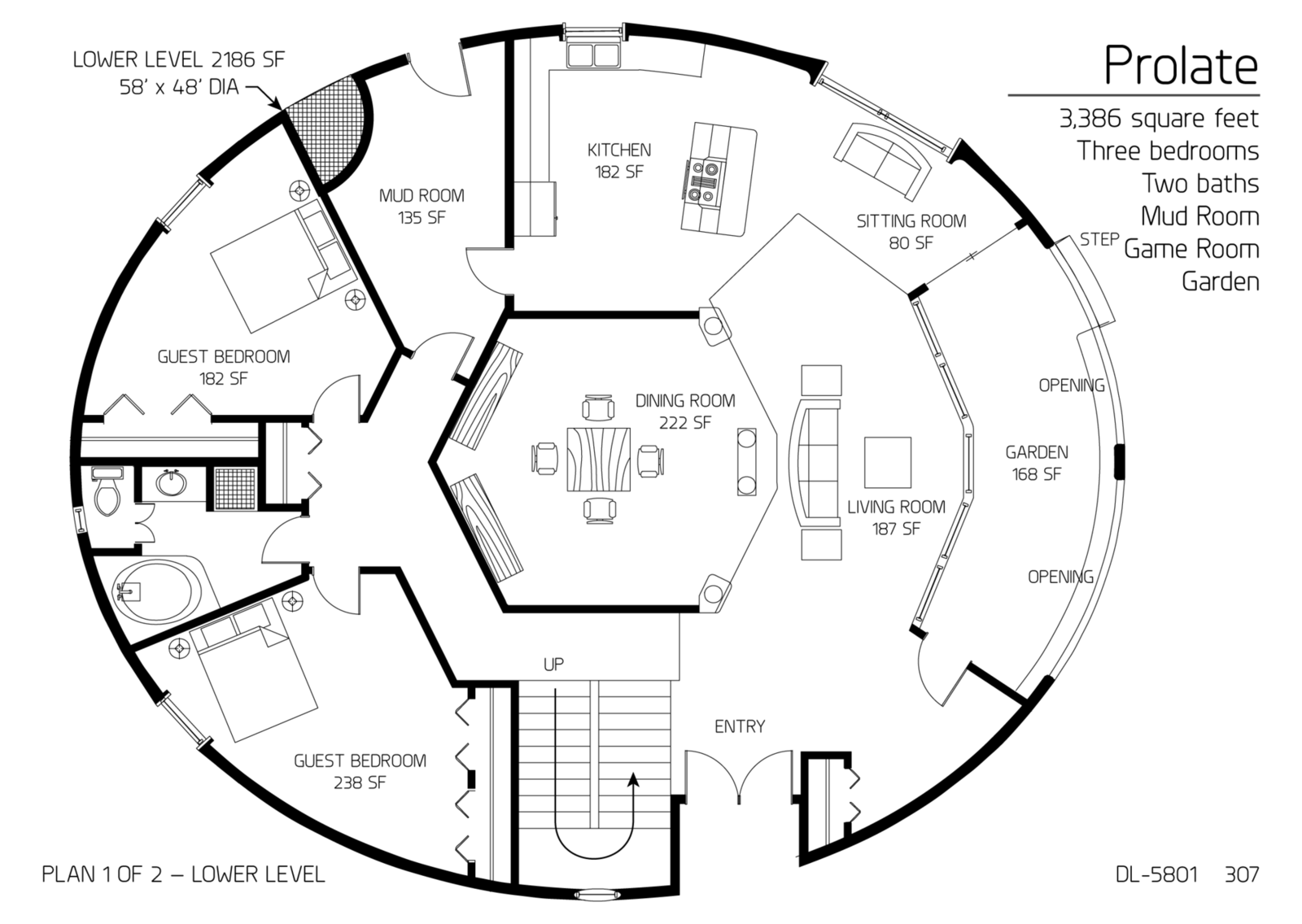 Floor Plan DL 5801 Monolithic Dome Institute