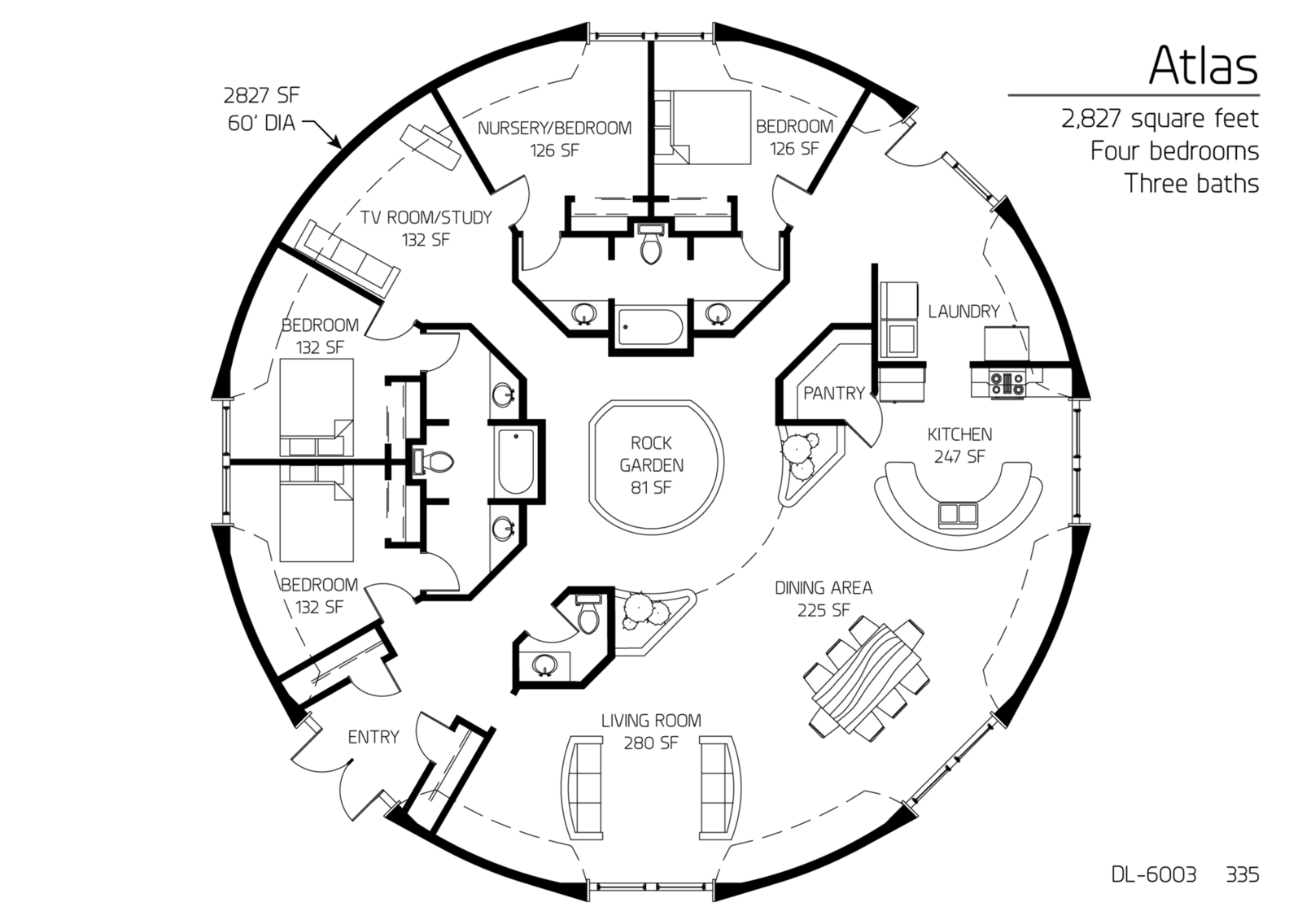 Floor Plan DL6003 Monolithic Dome Institute