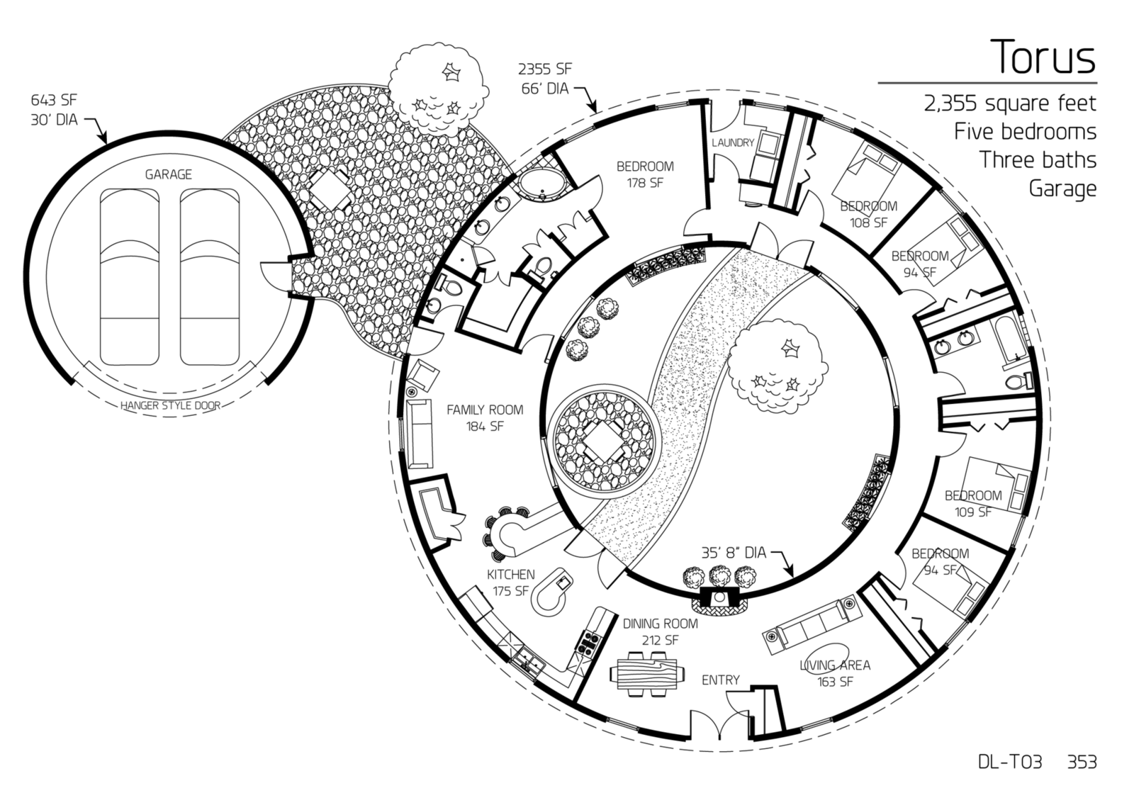 Floor Plan DL T03 Monolithic Dome Institute