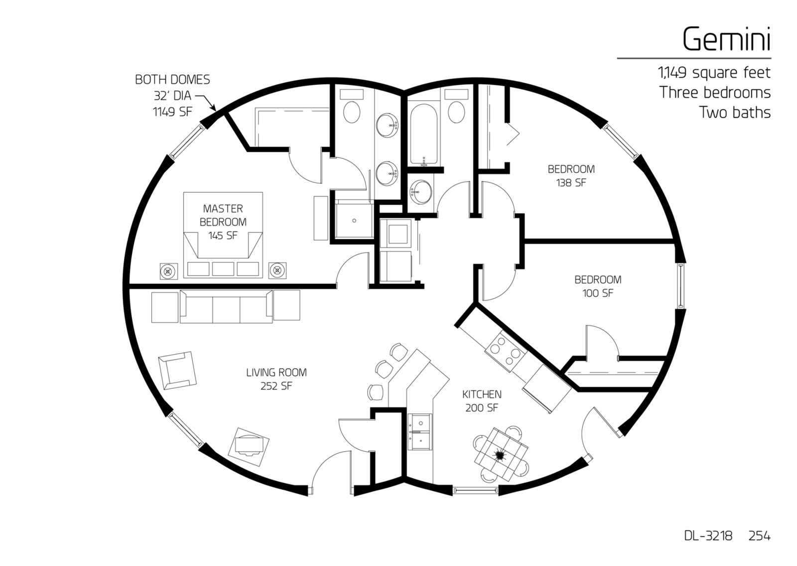Floor Plan DL 3218 Monolithic Dome Institute