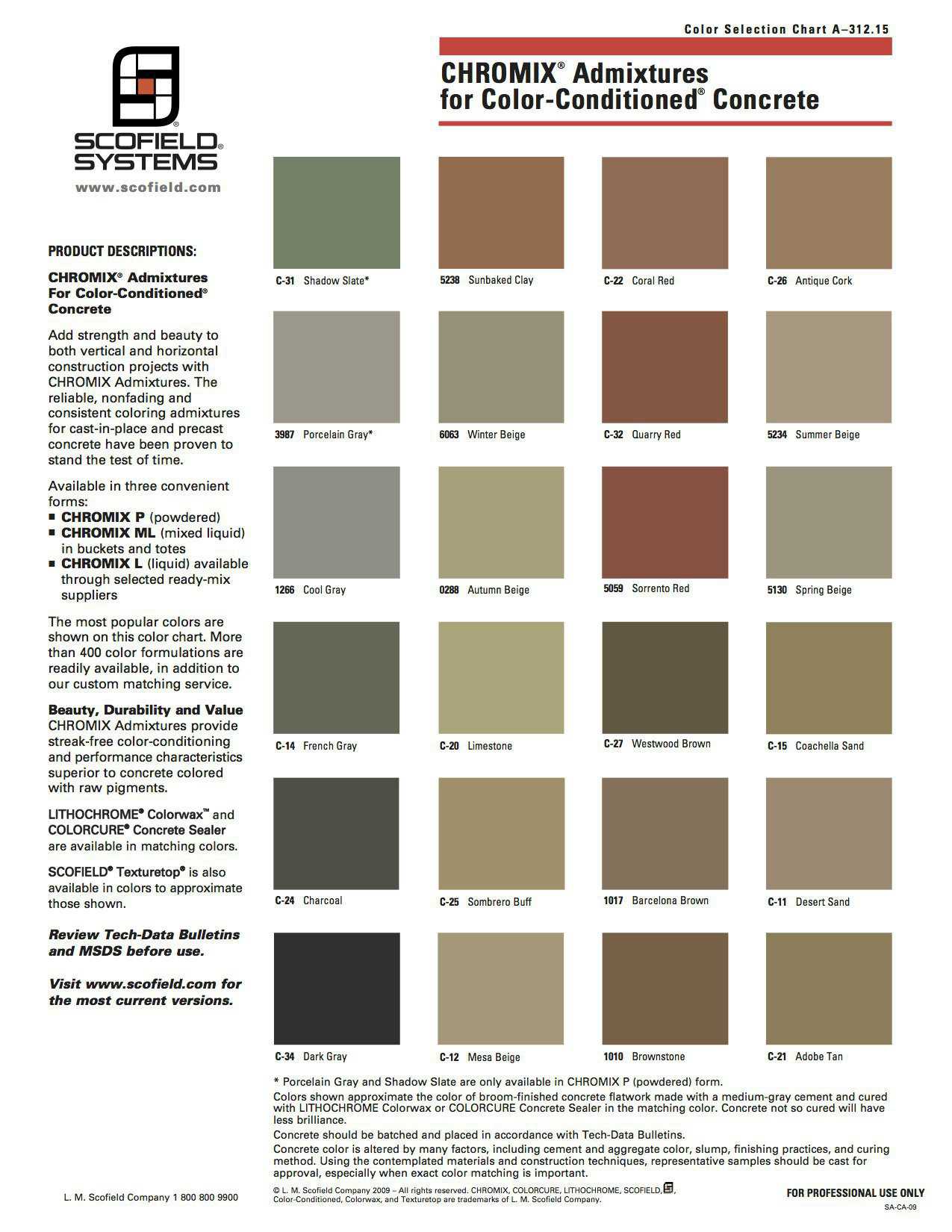 Scofield Systems Color Chart