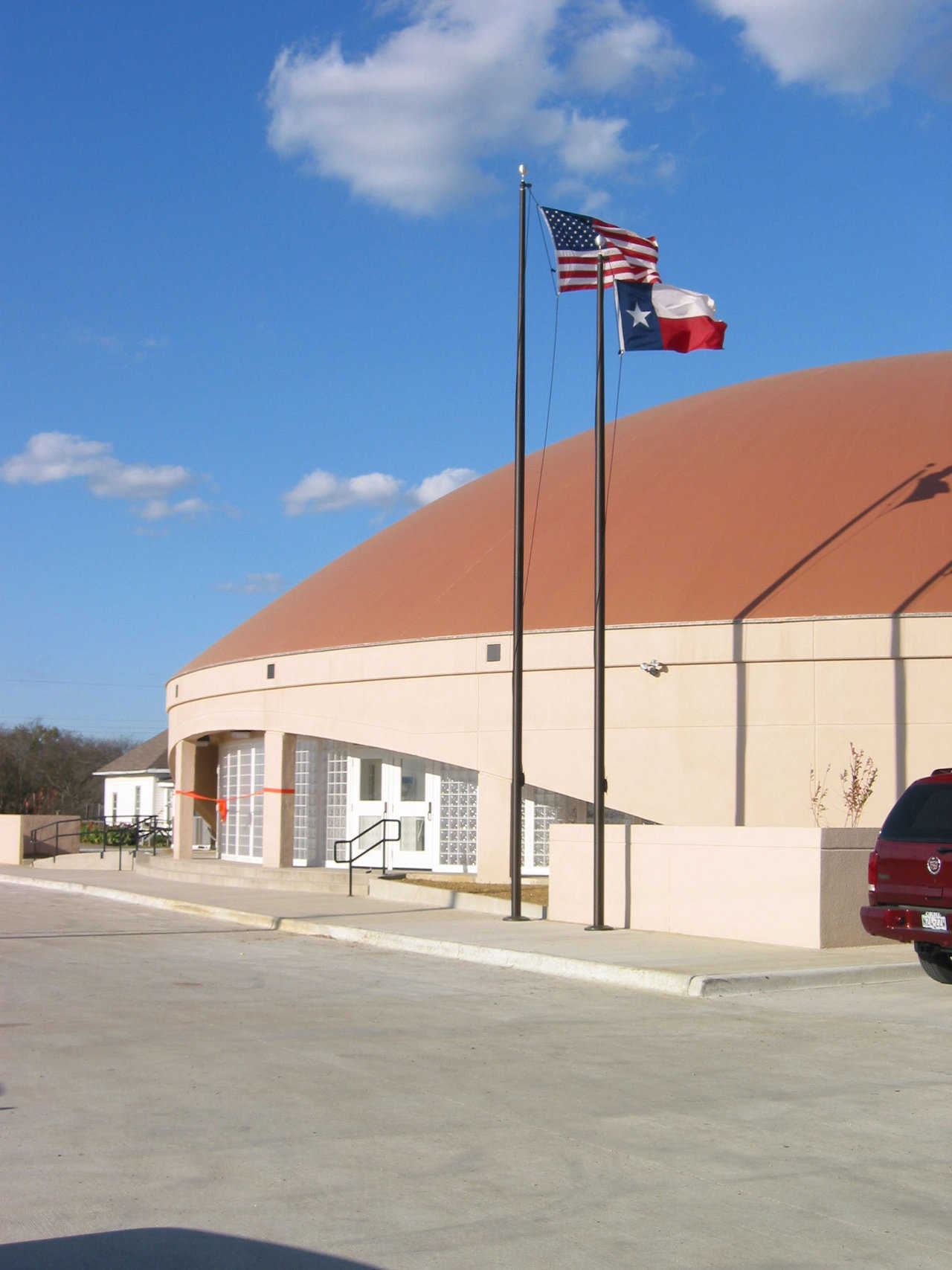 The Avalon School Multipurpose Center is now more than ten years old. It has survived much use by hundreds of students and community residents. It has also served as a tornado shelter sever times. One such tornado caused significant damage to other parts of the school and neighborhood. But those in the Monolithic Dome remained totally safe.
See: http://www.monolithic.com/stories/feature-school-avalon-highschool
