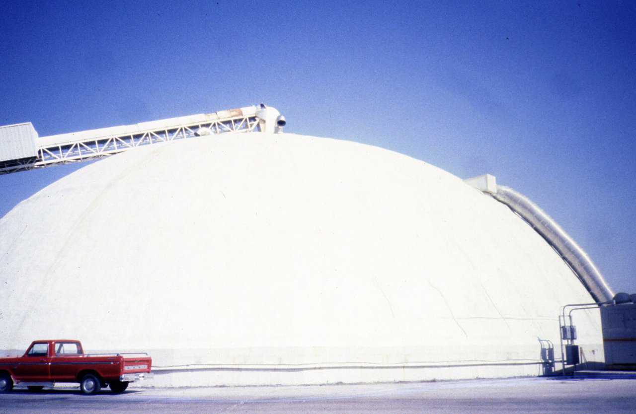 Ammonium Nitrate Storage — At the Peabody Coal plant in Kenova, West Virginia, this Monolithic Dome is the largest ammonium nitrate (blasting powder) storage built since Texas City was blown off the map in the 1950s. Ammonium nitrate mixed with diesel fuel was used to break-up the rock over the coal seams of Kentucky.