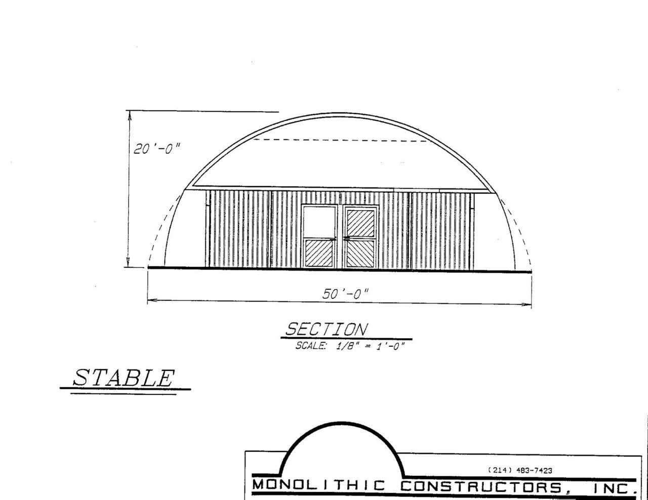 Artist’s rendering of simple horse stable and riding arena.