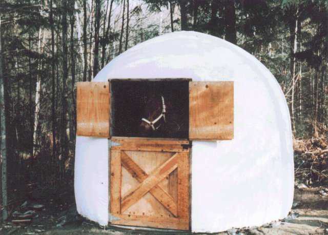 A horse “apartment.” Individual stables like this one could be constructed surrounding an outdoor arena.