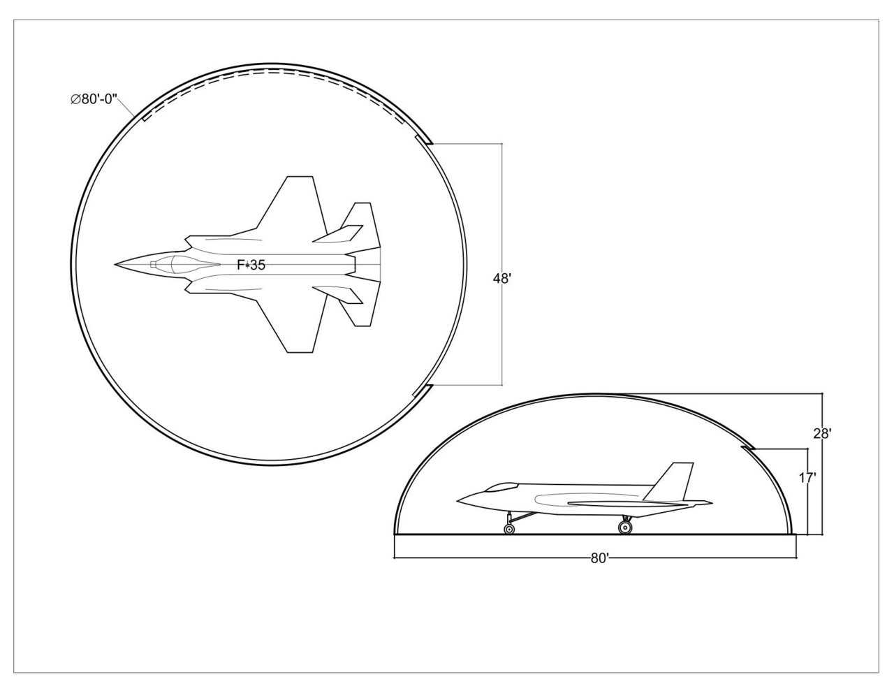 The military fighter F-35 fits easily in a small Monolithic Dome. The Monolithic Dome is resistant to more than just hurricanes and tornadoes.