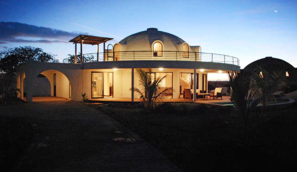 A spectacular night view of a Domes of Albion villa in Mauritius.