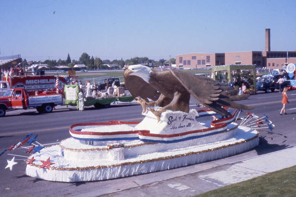 The polyurethane foam Bald Eagle created by Barry, David and Randy South for the July 4, 1976 Bicentennial Parade in Idaho Falls, Idaho.
