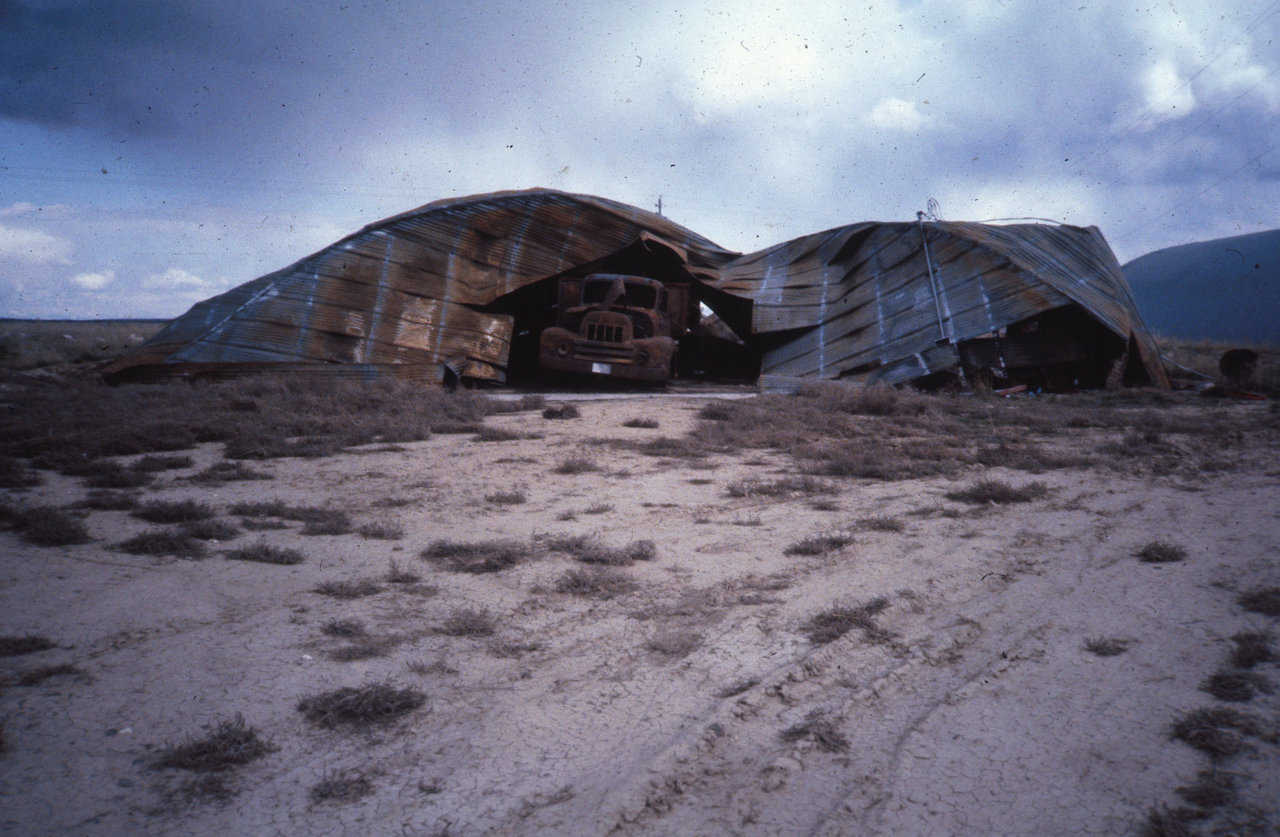 Polyurethane foamed potato cellar completely destroyed by fire. (Circa 1974)