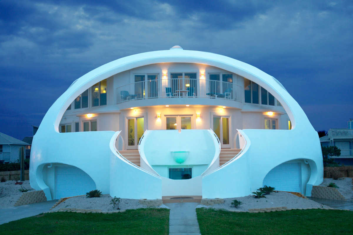 Dome of a Home — Before constructing this fabulous Monolithic Dome on Pensacola Beach, Mark and Valerie Sigler had to provide written confirmation of its acceptance by neighbors. An overwhelming 97% responded favorably. (photo courtesy Valerie Sigler)
Gallery of Monolithic Dome Homes 
Benefits of Monolithic Dome Homes