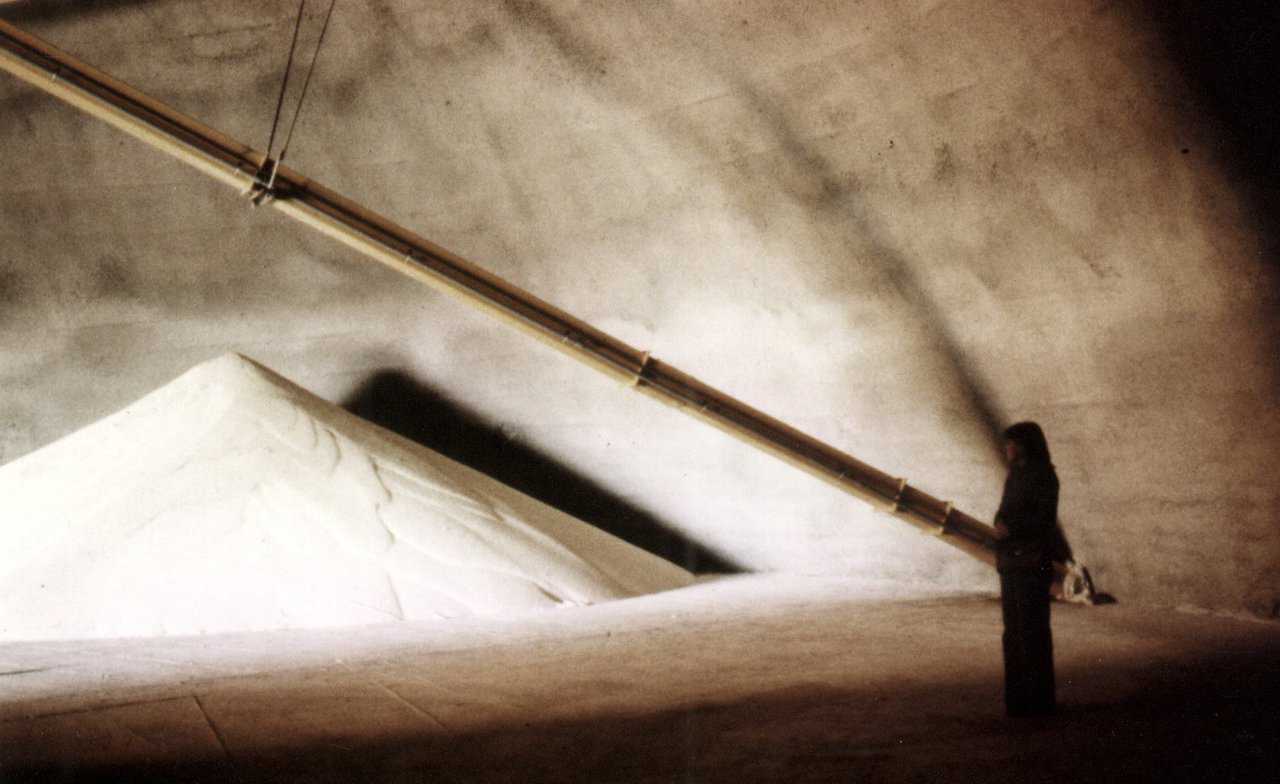 Inside the 105-foot diameter fertilizer storage in Oskaloosa, Iowa. One of many fertilizer storages built along the great rivers in the central U.S.