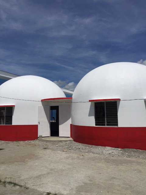 Two domes create a permanent library safe from storms and disasters.
