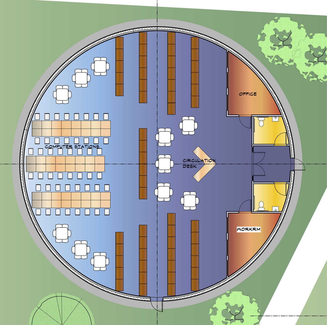 Plan for the library and computer center at the elementary school. It’s expected to hold 1,000 in an emergency.