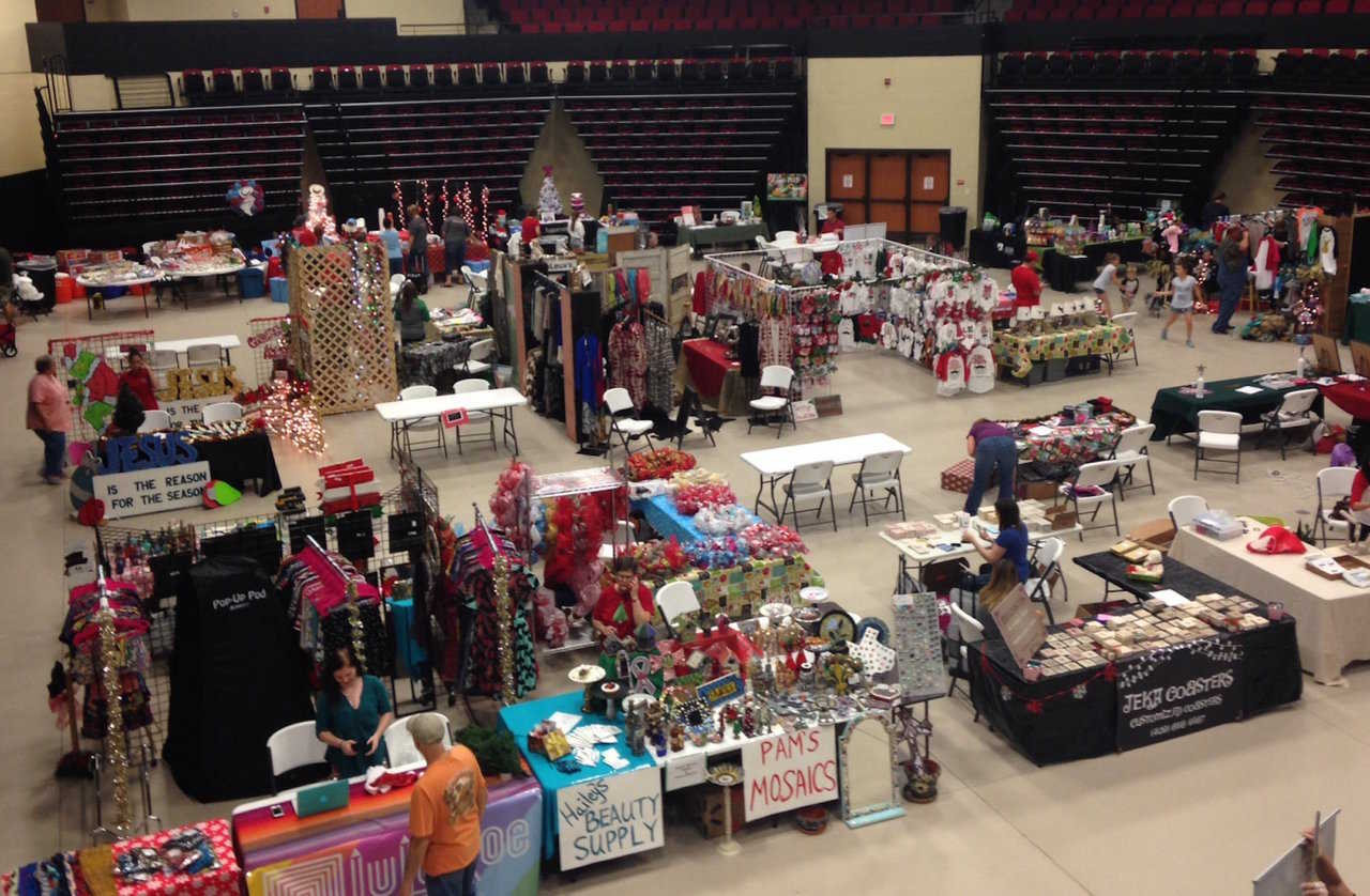 A commercial expo held at the center. Note that the seats retract to open the floor for dances and other events.