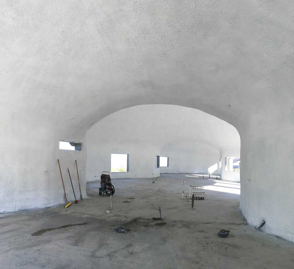 Looking from the garage down the length of the whole shell.
