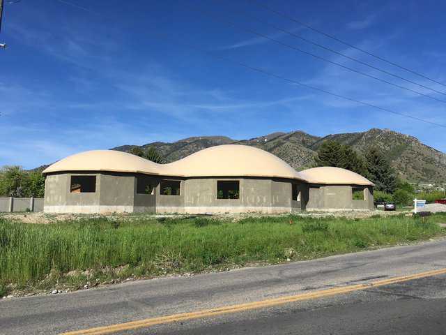 Finished Monolithic Dome home shell on the south bench of Providence, Utah. The house is named Arcadia. You can follow it’s progress on Facebook or Instagram