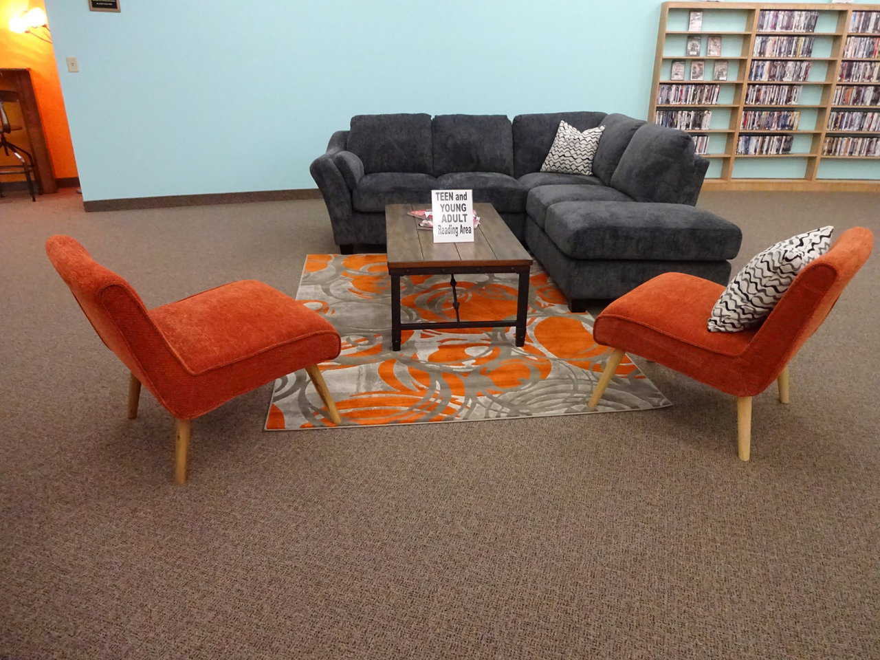 Kasson library teen and young adult reading area