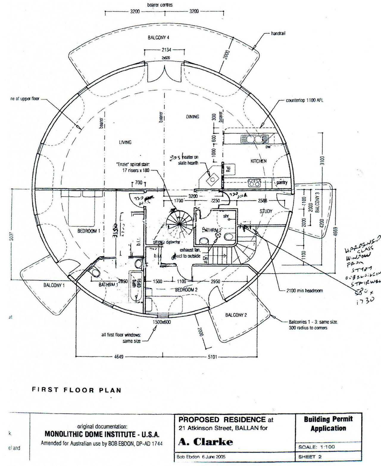 Floor plan of the dome, shown here in the upper floor
