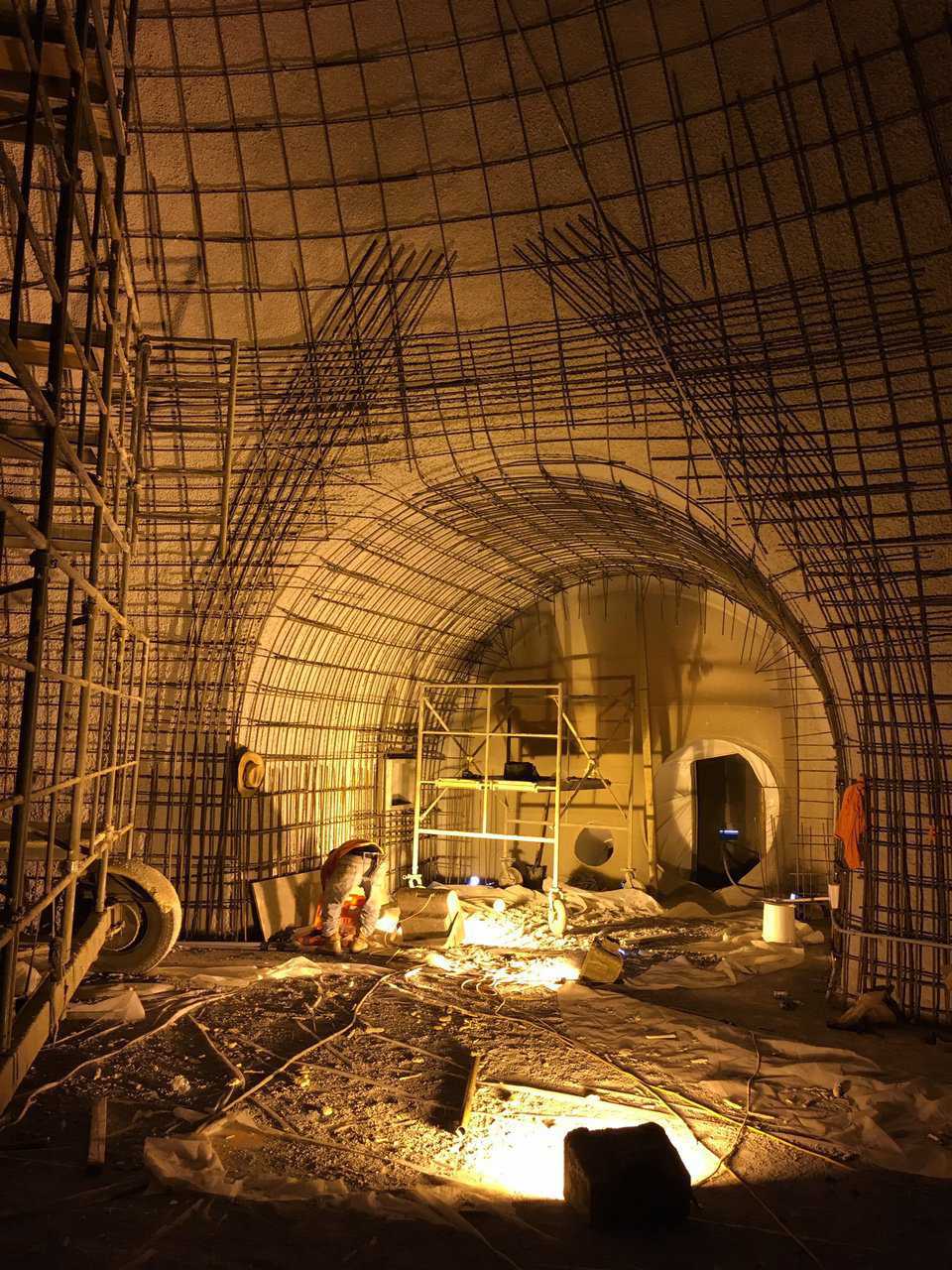 Steel rebar inside dome