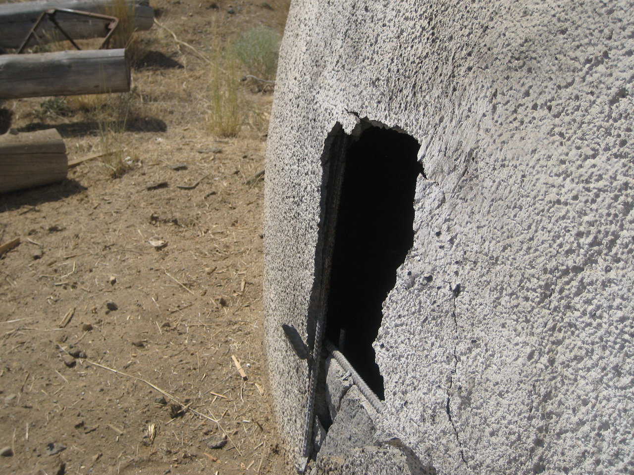 Close-up of damage