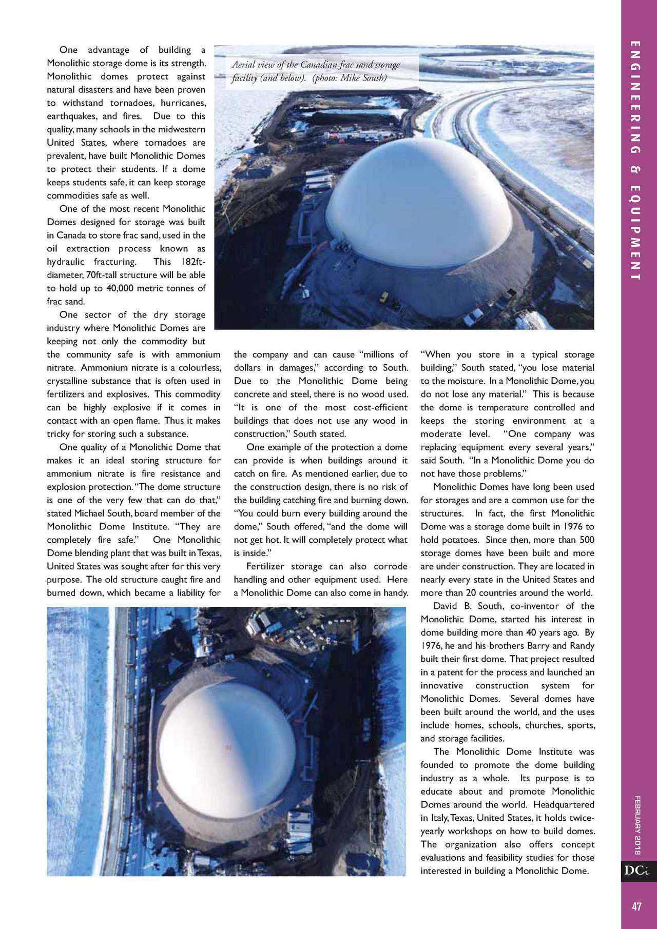 Storage domes featured in Dry Cargo International