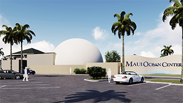 maui ocean center dome parking lot hawaii construction under monolithic planetarium rendering atelier pacific