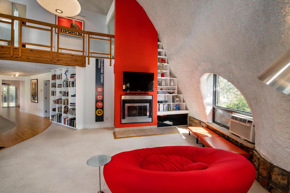 Living room and fireplace