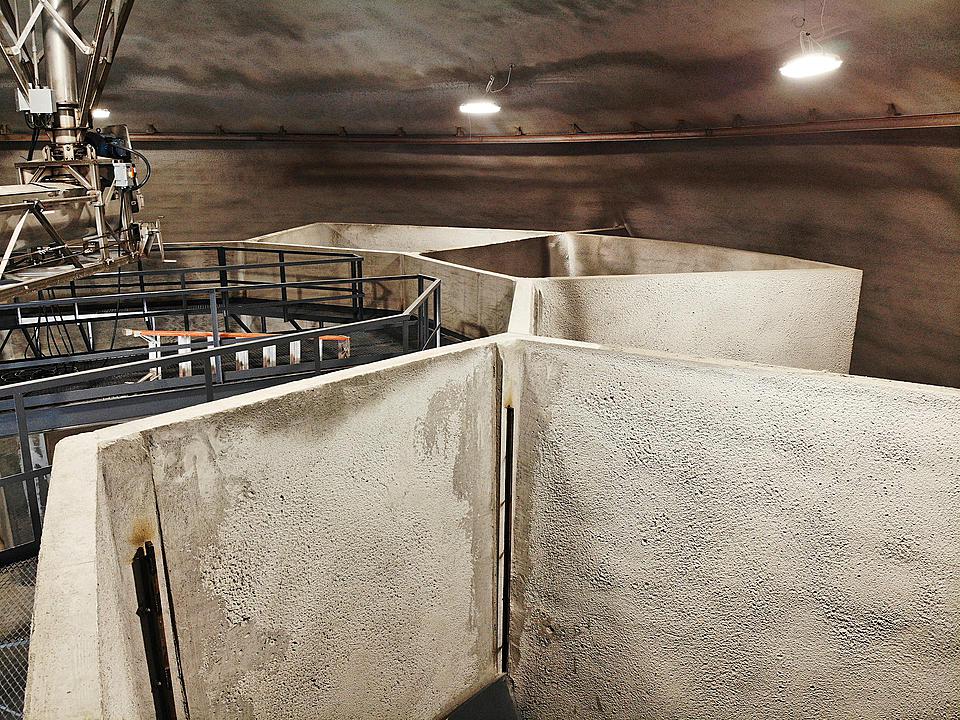 View from above storage bins