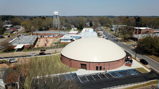 Aerial view of safe room near both elementary schools