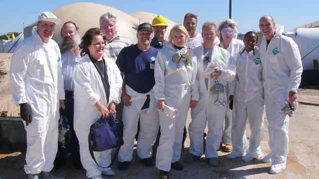 Workshop alumni after building a Monolithic Dome.