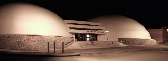 Night shot of Breckon Sports Center in Parkville, Missouri.