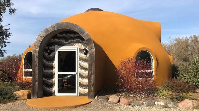 Exterior of the Yorkton Monolithic Dome Home in Saskatchewan, Canada.