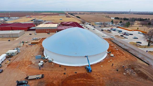 Inflating a transition ring airform membrane