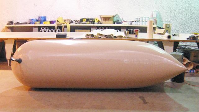 Test tube-shaped form inflated inside of our manufacturing facility in Italy, TX